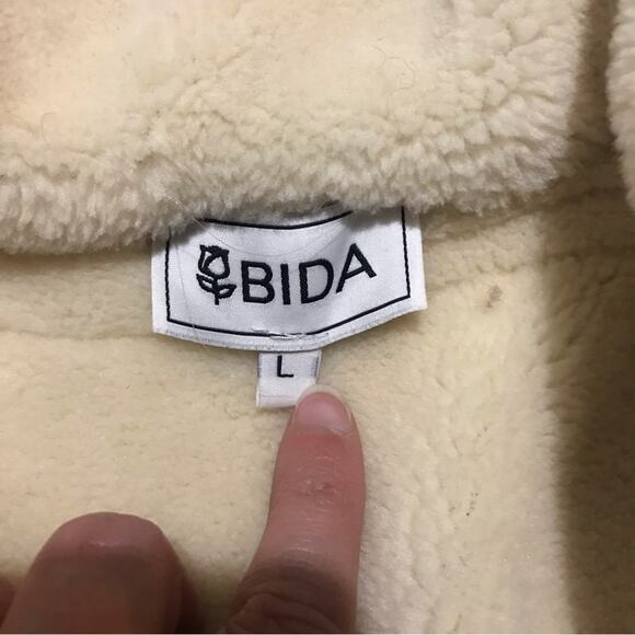 Bida EUC Faux Sherpa Faux Suede Patchwork Denim Jean Jacket Coat Size Large - Picture 3 of 6